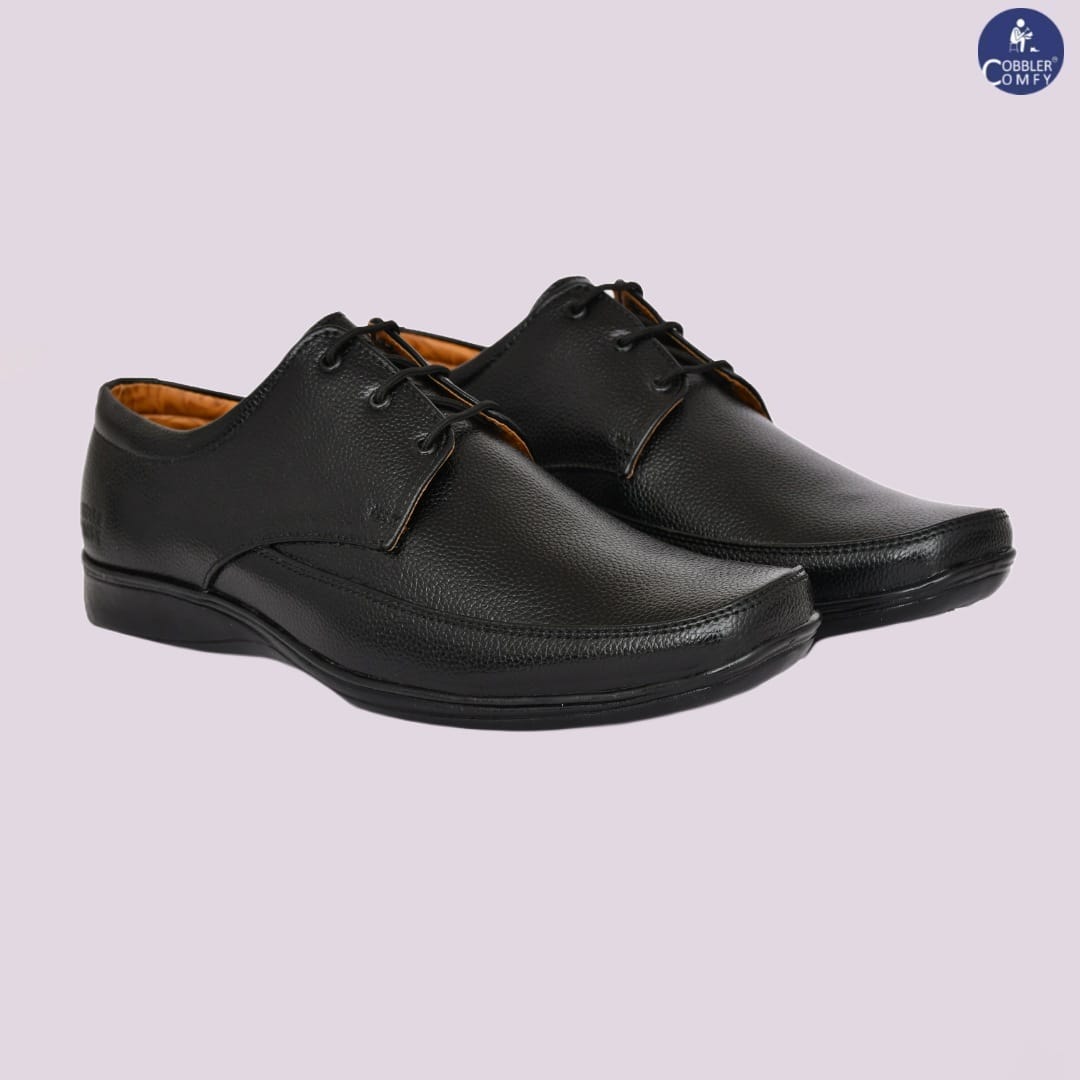 Matte Look Square toe Derby Formal Shoes for Men Black