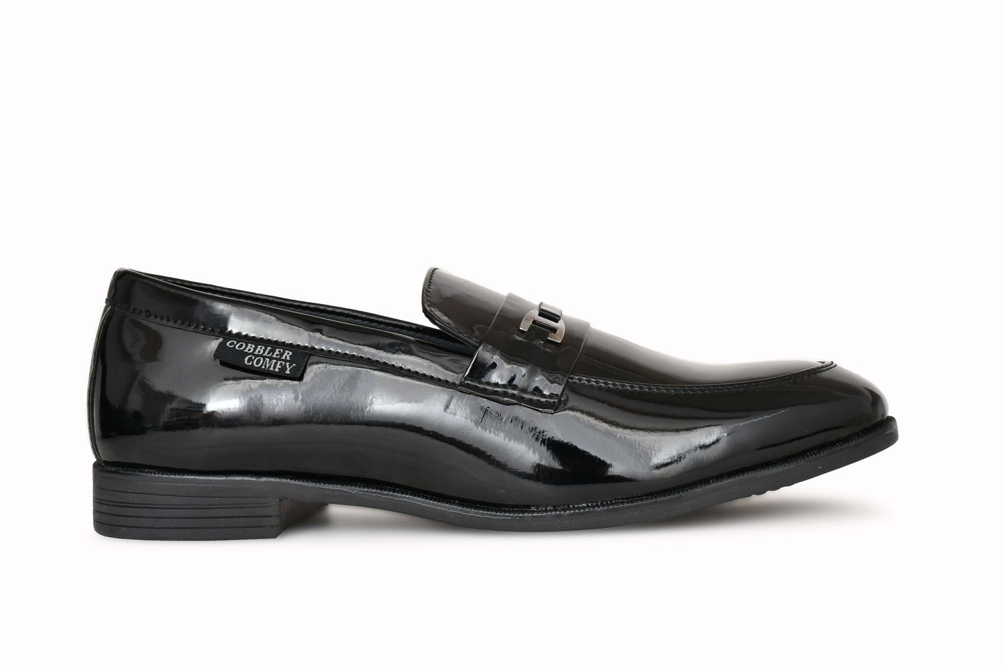 Shiny Slip-on for Men with Metallic Loop Buckle | Black