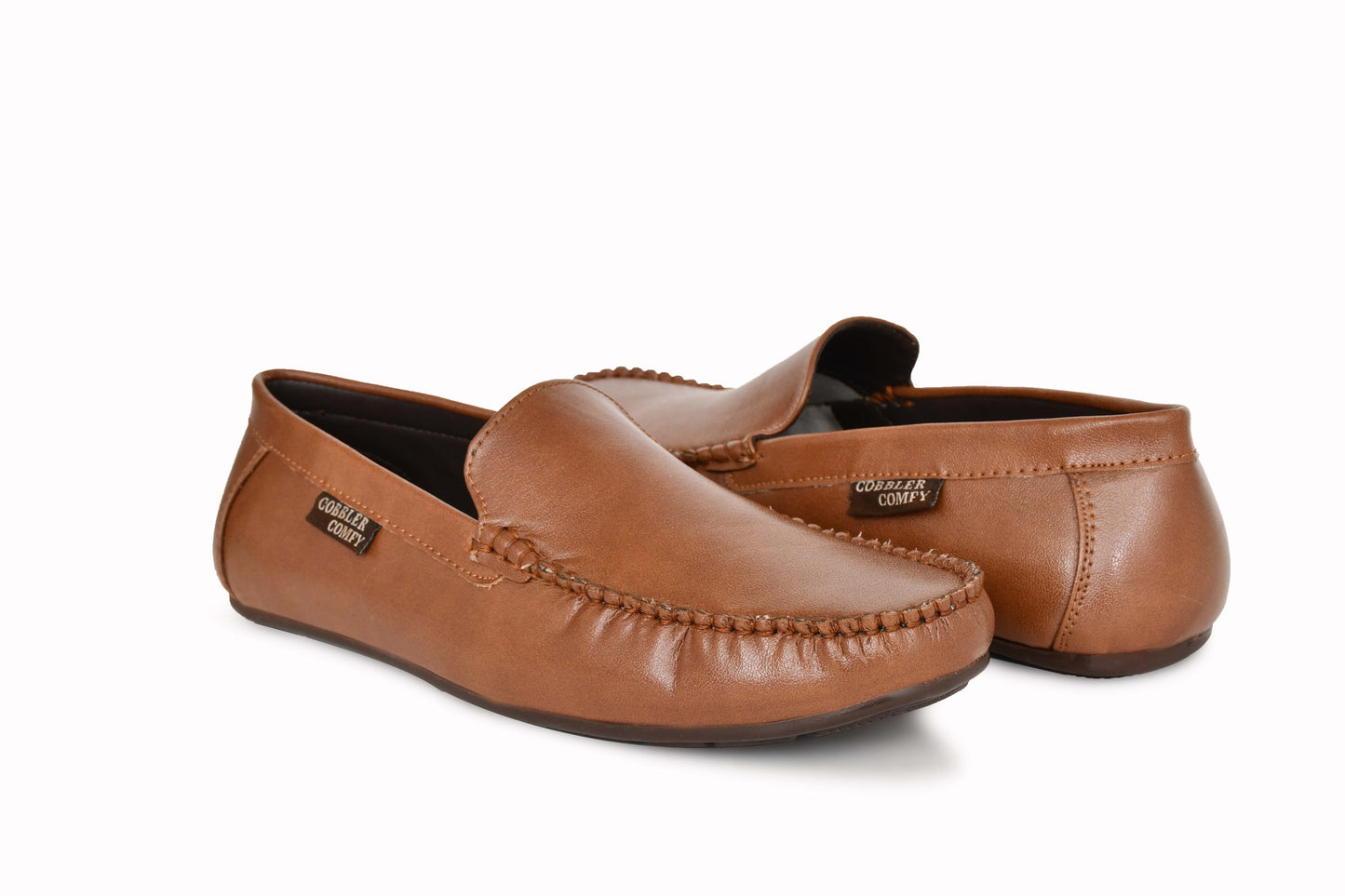 Neat Look Moccasins for Men with Double Stitch Pattern | Tan