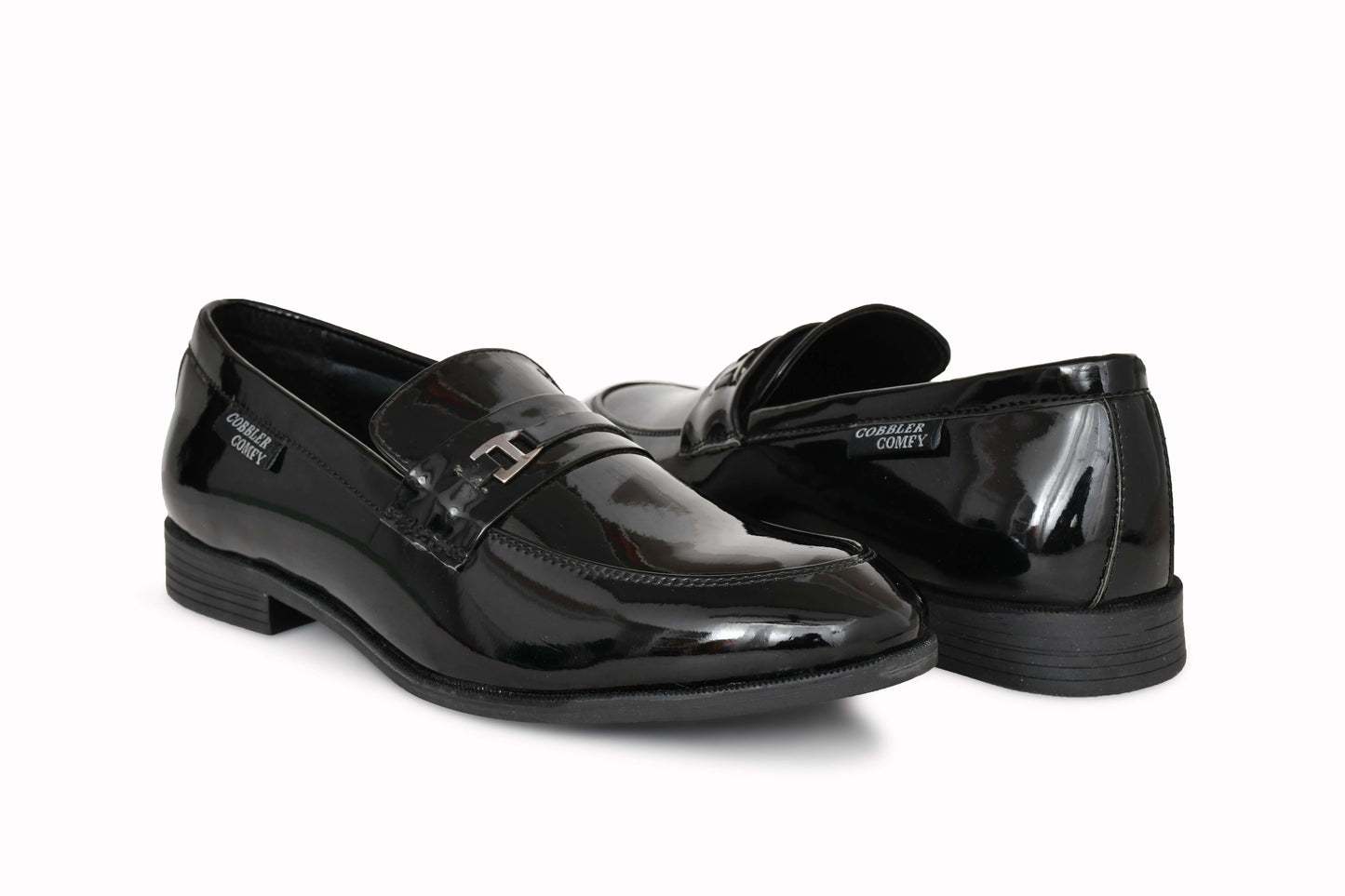 Shiny Slip-on for Men with Metallic Loop Buckle | Black