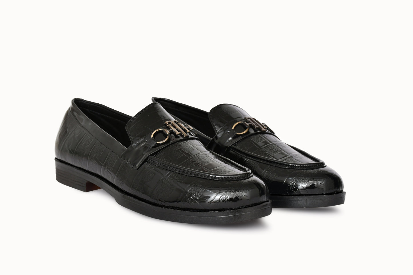 Partywear Shiny Slip-ons for Men with Woven Block Pattern | Black