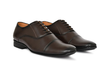 Square Toe Lace-up Oxford Shoes for Men with Mid-stitch | Brown