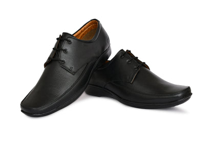 Matte Look Square-toe Derby Formal Shoes for Men | Black