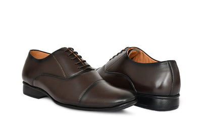 Square Toe Lace-up Oxford Shoes for Men with Mid-stitch | Brown