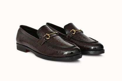 Partywear Shiny Slip-ons for Men with Dotted Pattern | Brown