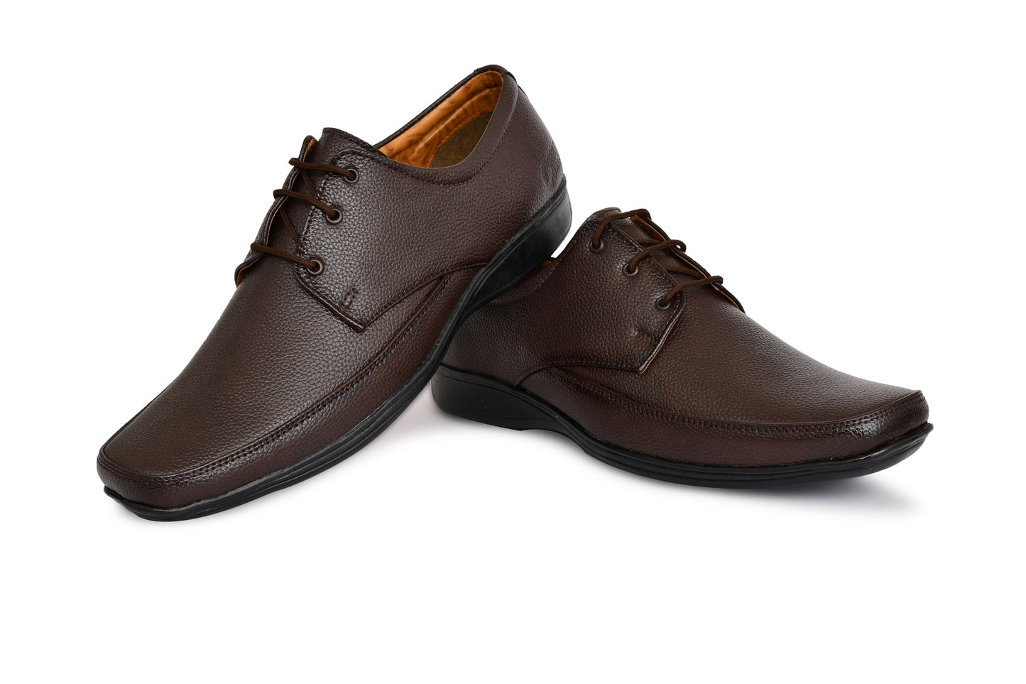 Matte Look Square-toe Derby Formal Shoes for Men | Coffee