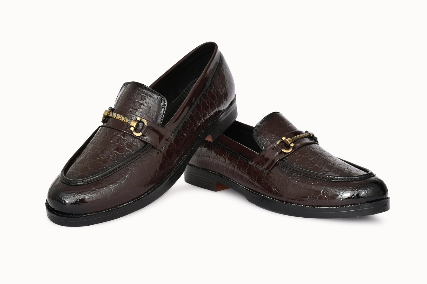 Partywear Shiny Slip-ons for Men with Dotted Pattern | Brown