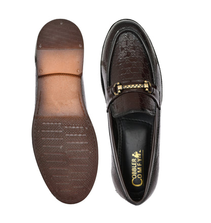 Partywear Shiny Slip-ons for Men with Dotted Pattern | Brown