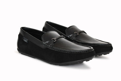 Suede Moccasins with Crust Upper | Black