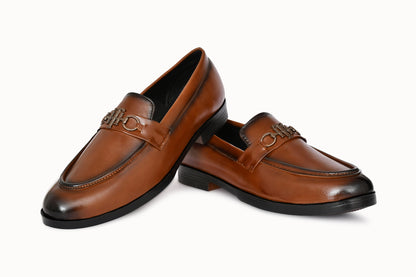 Semi-formal Slip-on for Men with Metallic Buckle | Tan