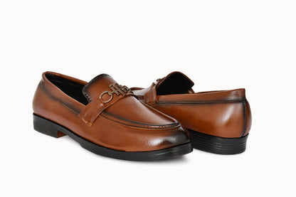 Semi-formal Slip-on for Men with Metallic Buckle | Tan