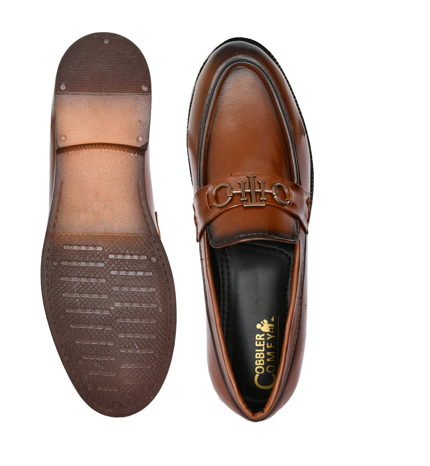 Semi-formal Slip-on for Men with Metallic Buckle | Tan