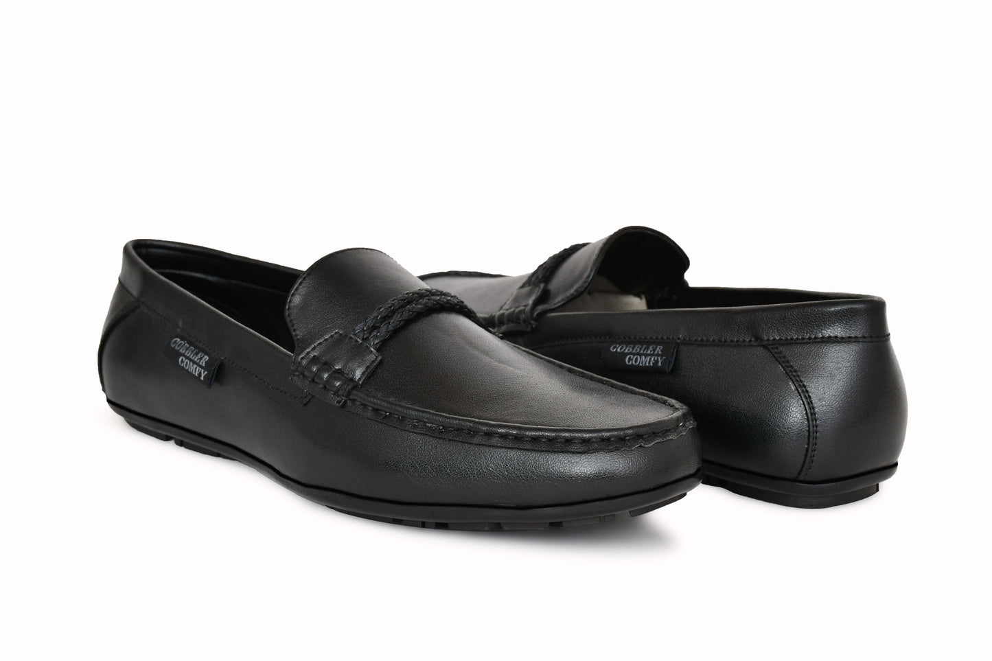 Neat Look Moccasins for Men with Braided Buckle | Black