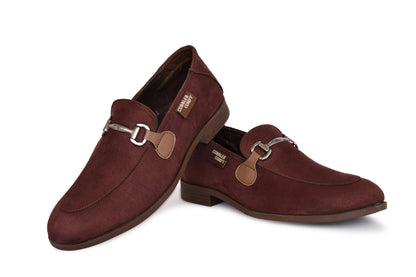 Suede Moccasins for Men with Metallic Loop Buckle | Brown