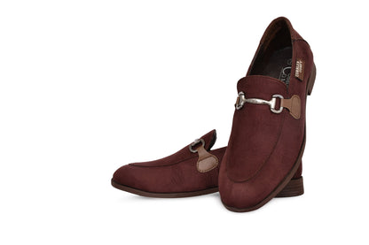 Suede Moccasins for Men with Metallic Loop Buckle | Brown