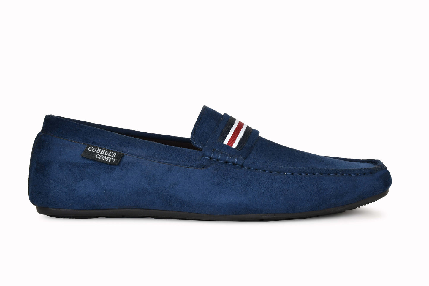 Suede Loafers for Men with Stripe | Blue