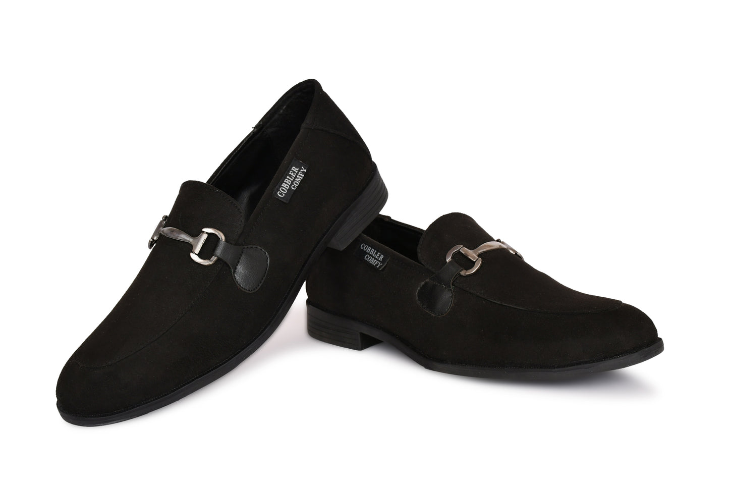 Suede Slip-on with Metallic Loop Buckle | Black