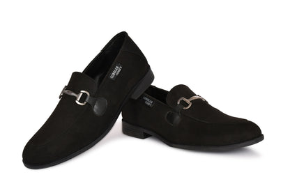 Suede Slip-on with Metallic Loop Buckle | Black