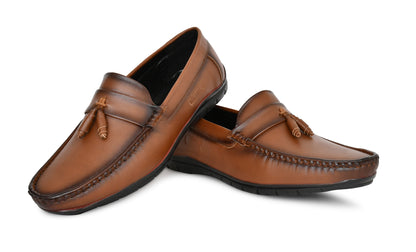 Beaded Tussled Moccasins for Men | Tan