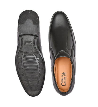 Classic Slip-ons For Men with Triangular Stitch Pattern | Black