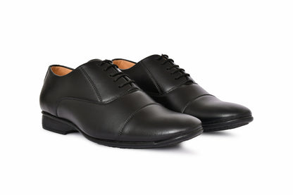 Square Toe Lace-up Oxford Shoes for Men with Mid-stitch | Black