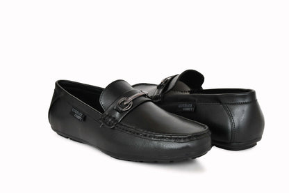 Classic Moccasins for Men with Metallic Loop Buckle | Black