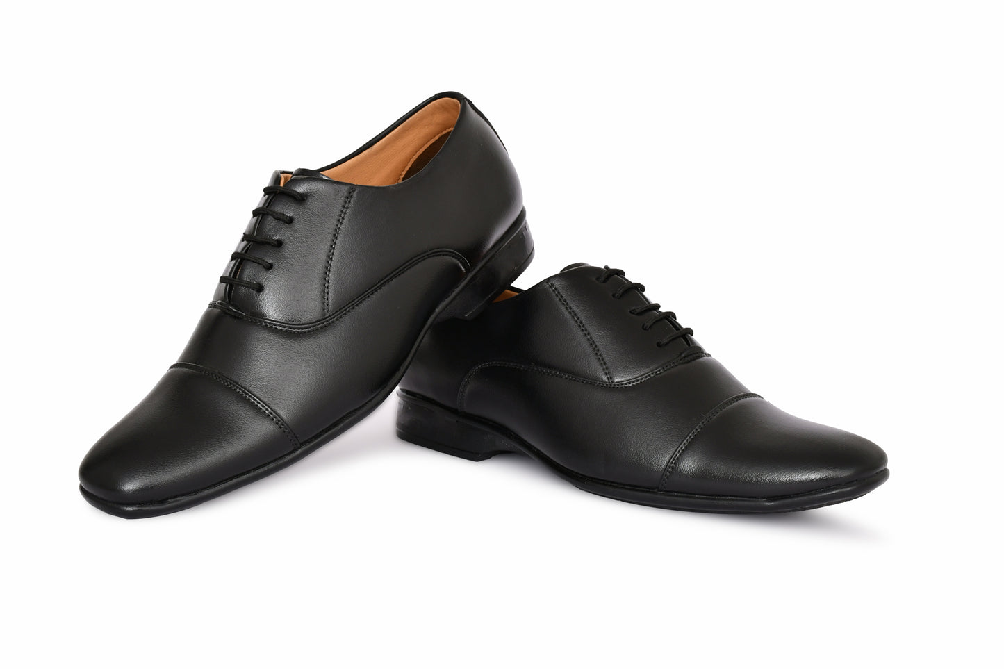 Square Toe Lace-up Oxford Shoes for Men with Mid-stitch | Black