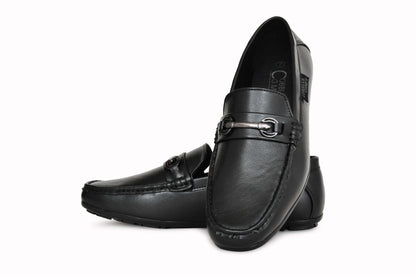 Classic Moccasins for Men with Metallic Loop Buckle | Black