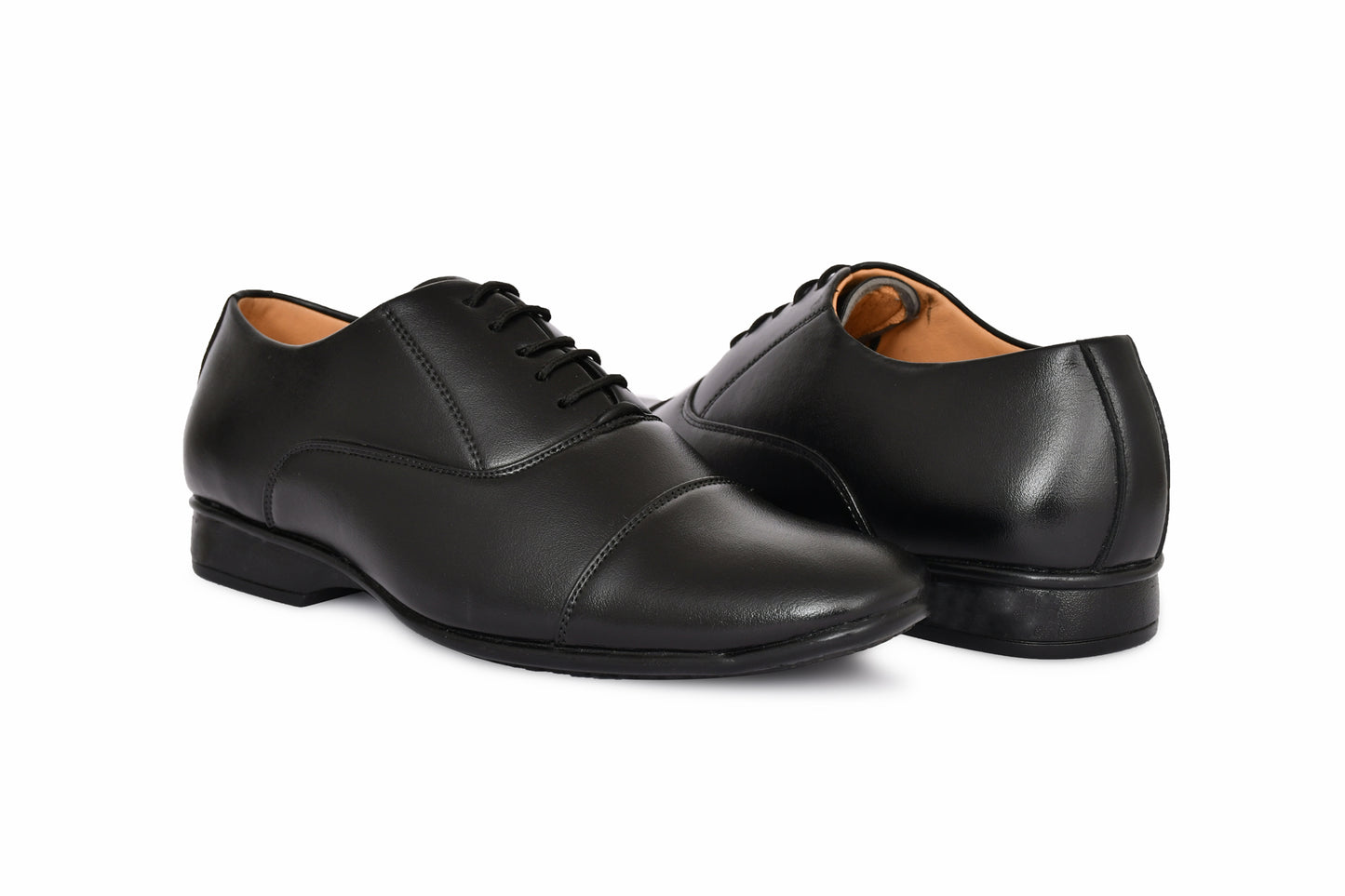 Square Toe Lace-up Oxford Shoes for Men with Mid-stitch | Black