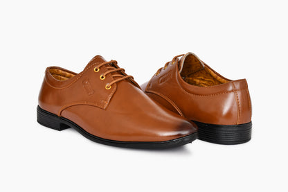 Pointed-toe Neat Look Lace-up Derby Shoes for Men | Tan