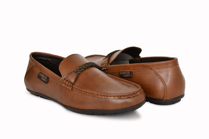 Neat Look Moccasins for Men with Braided Buckle | Tan