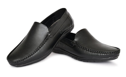 Seamless Moccasin for Men with Double Stitch Pattern | Black