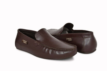 Neat Look Moccasins for Men with Double Stitch Pattern | Coffee