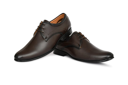 Pointed Toe Lace-up Derby Shoes for Men | Brown