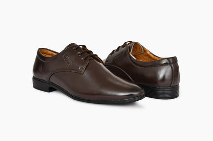 Pointed-toe Neat Look Lace-up Derby Shoes for Men | Coffee