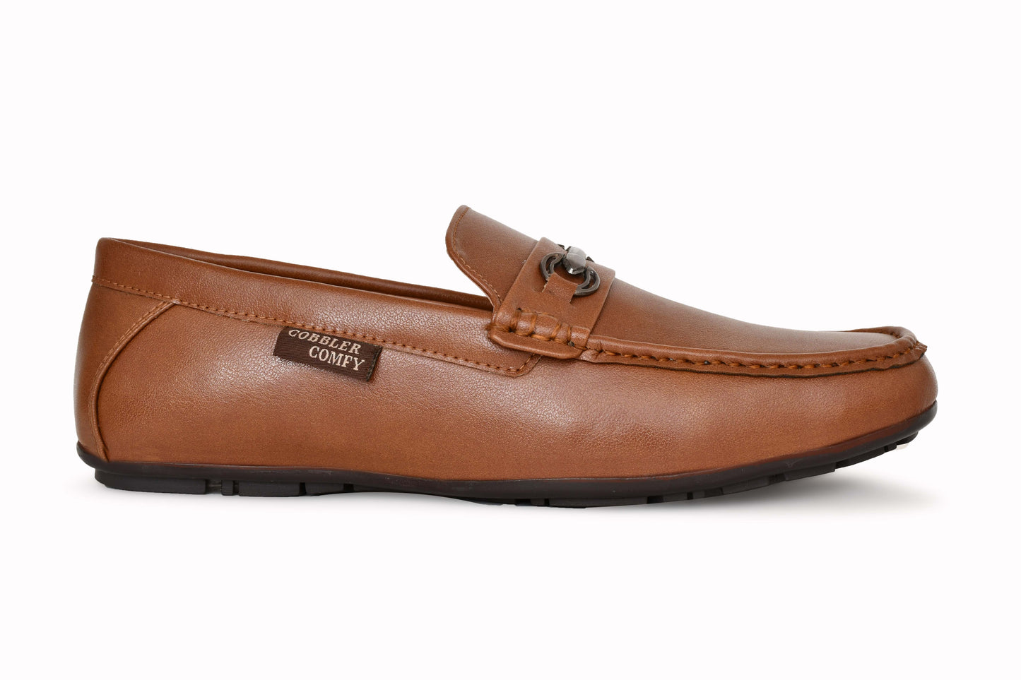 Matte Look Moccasins for Men with Metallic Buckle | Tan