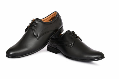 Pointed-Toe Lace-up Derby Shoes for Men | Black