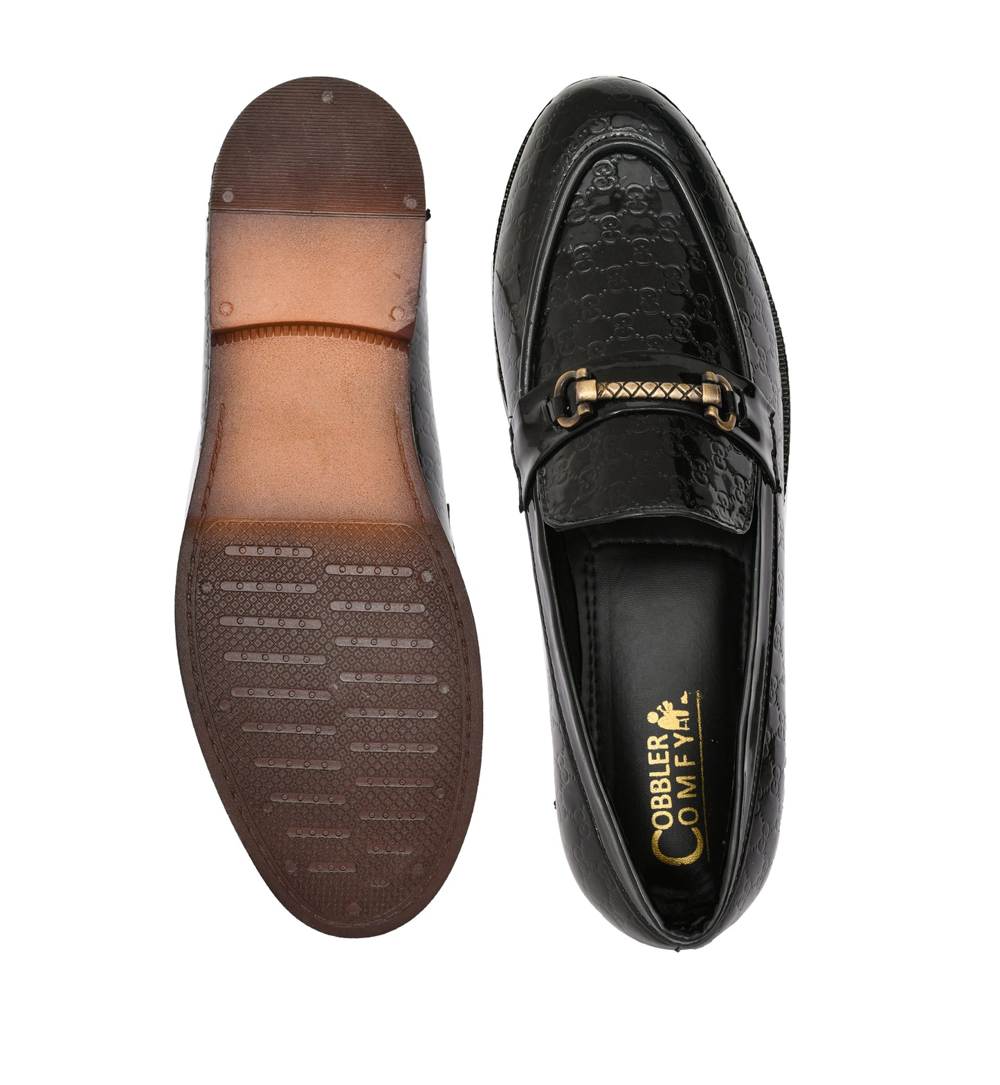 Partywear Shiny Slip-ons for Men with Dotted Pattern | Black