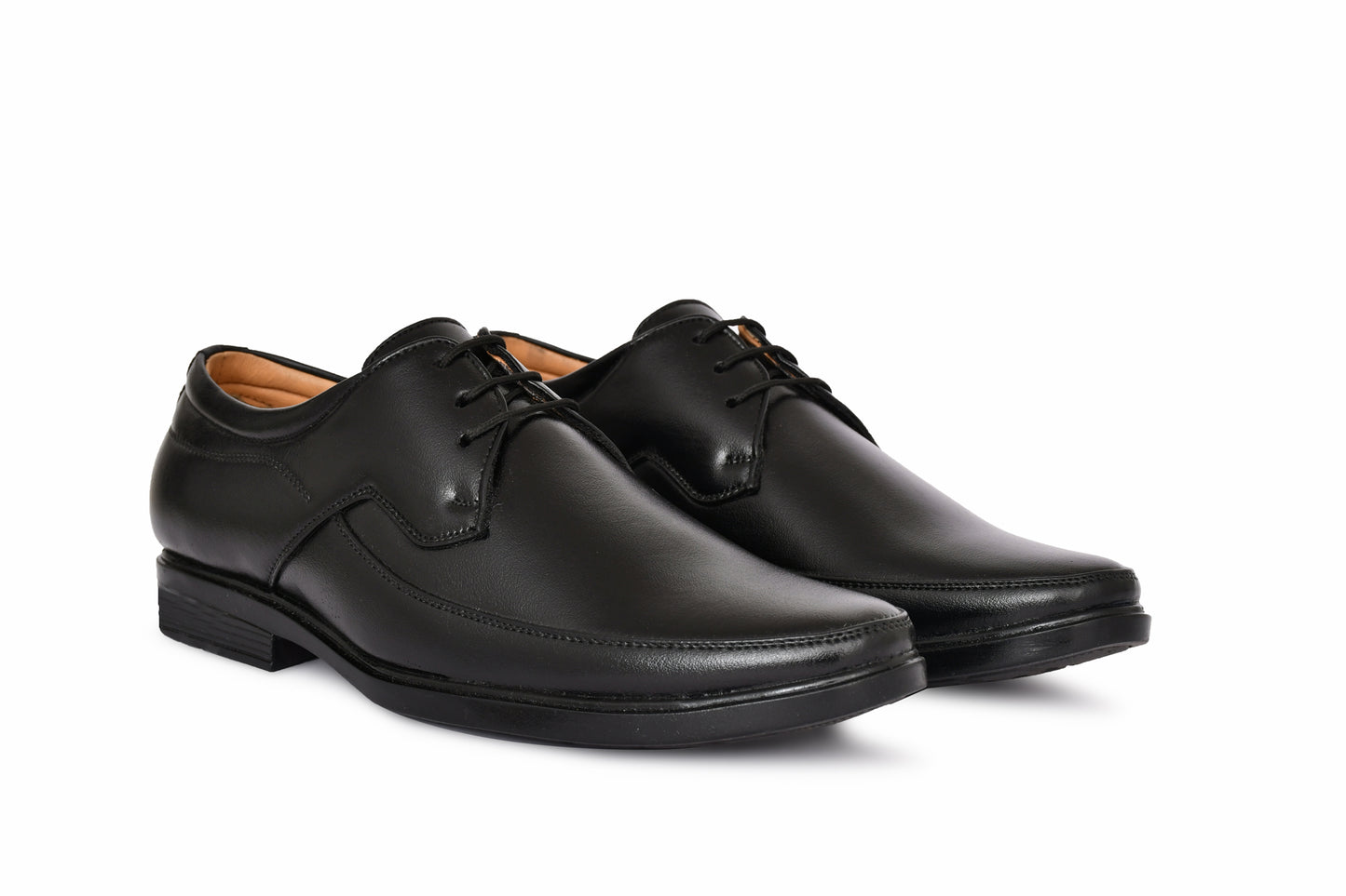 Pointed-toe Lace-up Derby Shoes for Men with Double Stitch | Black