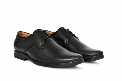 Pointed-toe Lace-up Derby Shoes for Men with Double Stitch | Black