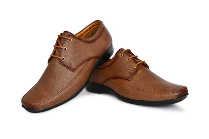 Matte Look Square-toe Derby Formal Shoes for Men | Tan