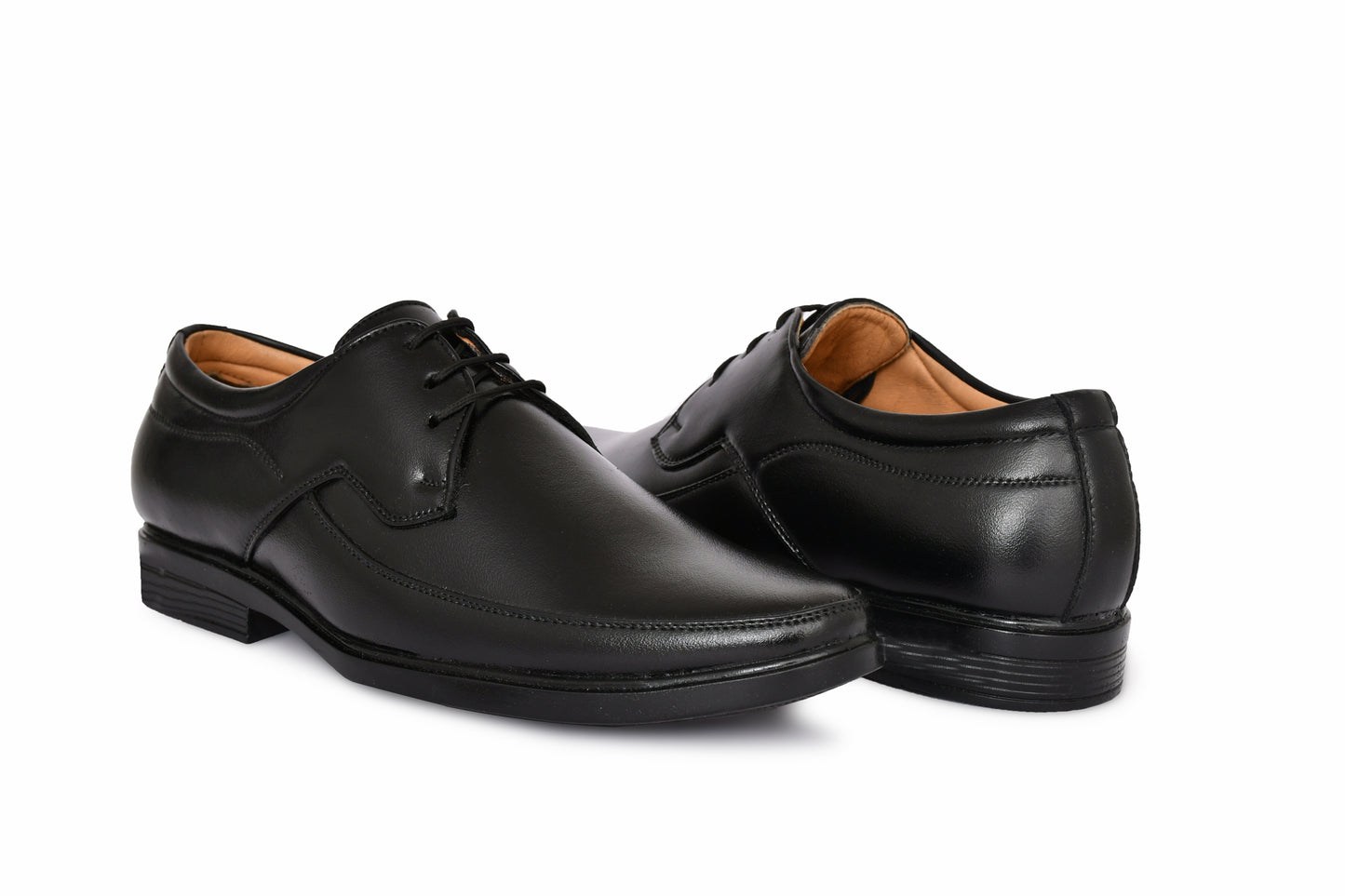 Pointed-toe Lace-up Derby Shoes for Men with Double Stitch | Black