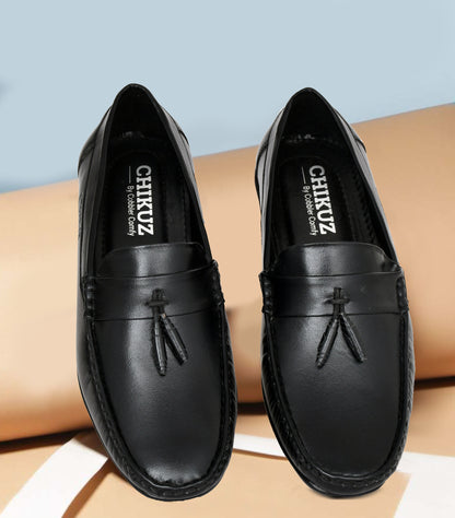 Beaded Tussled Moccasins for Men | Black