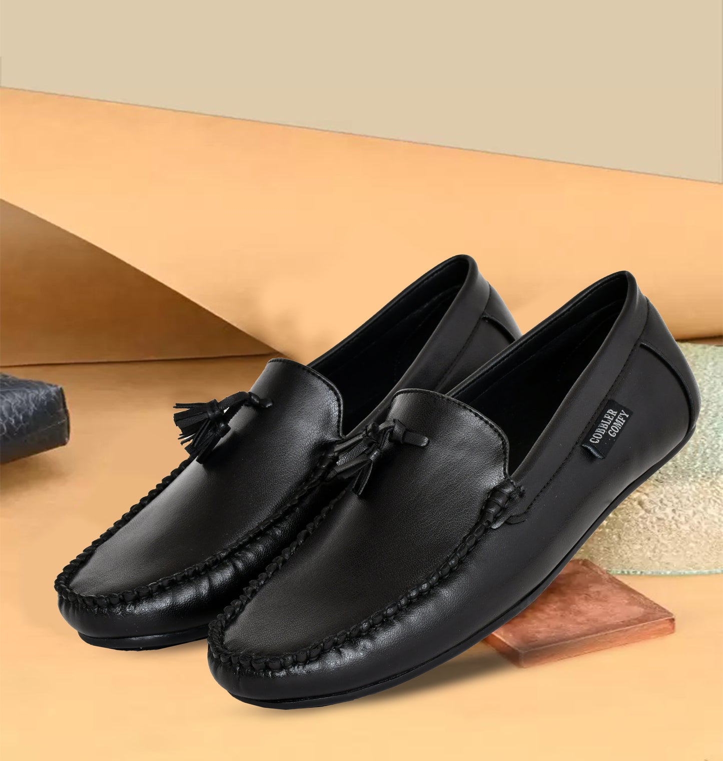 Tussled Moccasins for Men | Black