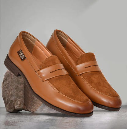 Shiny Slip-on for Men with Suede Upper | Tan