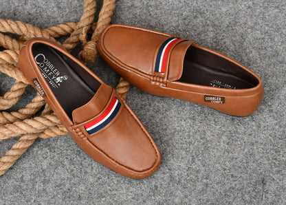 Striped Moccasins for Men | Tan