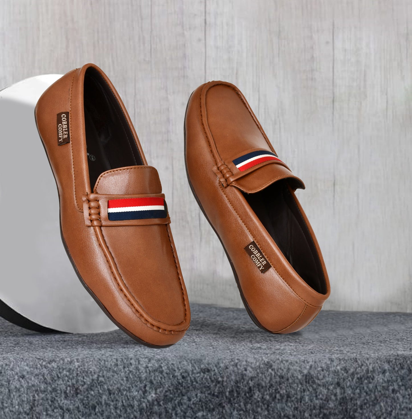 Striped Moccasins for Men | Tan