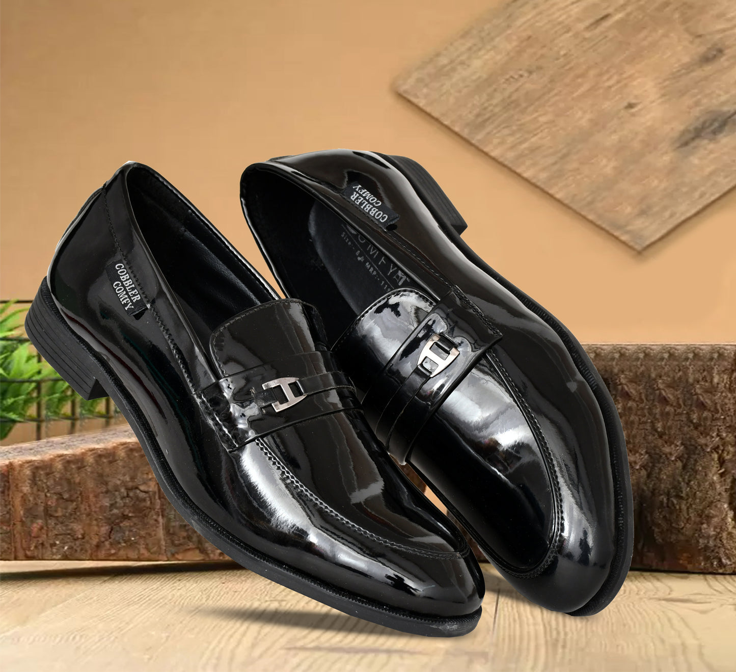 Shiny Slip-on for Men with Metallic Loop Buckle | Black