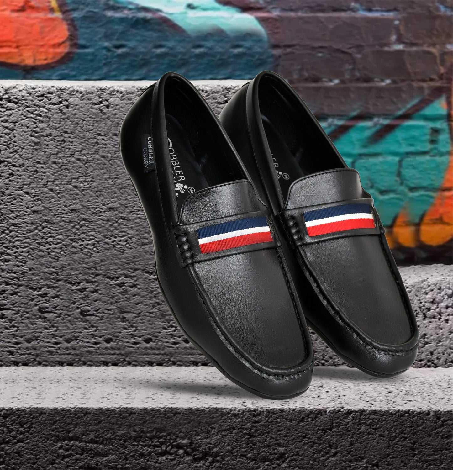 Striped Moccasins for Men | Black