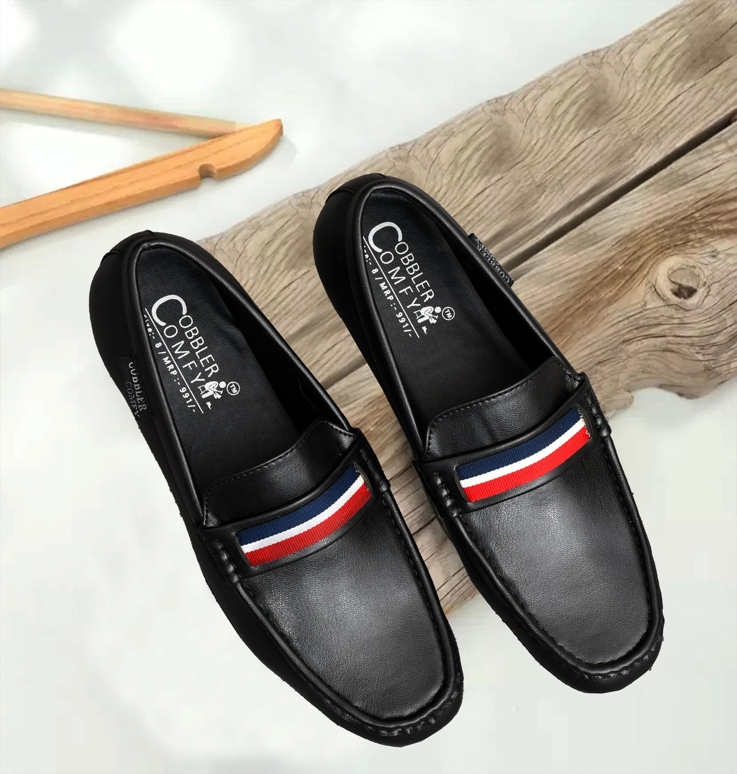 Striped Moccasins for Men | Black